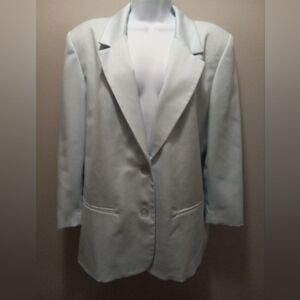 Vintage Cricket Lane Two Button Womens Large Blazer Jacket Size 16P, Powder Blue